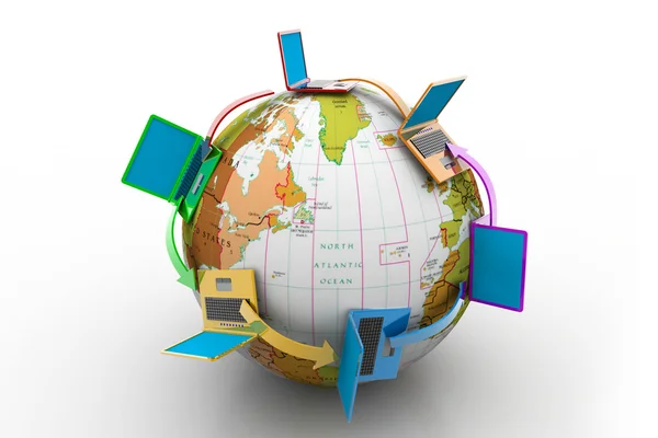 Datornätverk runt om i världen — Stockfoto