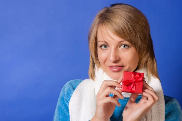 Young woman with a gift — Stock Photo, Image