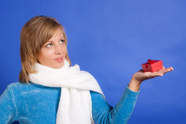 Young woman with a gift — Stock Photo, Image
