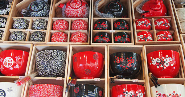 Traditional chinese tea pots and caps