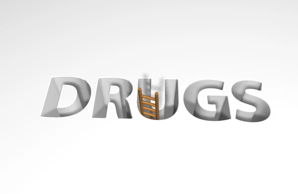 Ordet narkotika och stege — Stockfoto