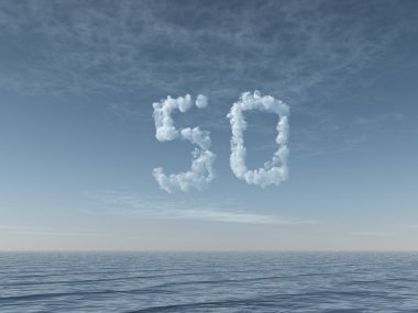 Cloudy number fifty over water clipart