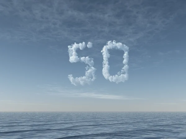 Cloudy number fifty over water — Stock Photo, Image