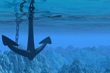 Underwater scene with anchor