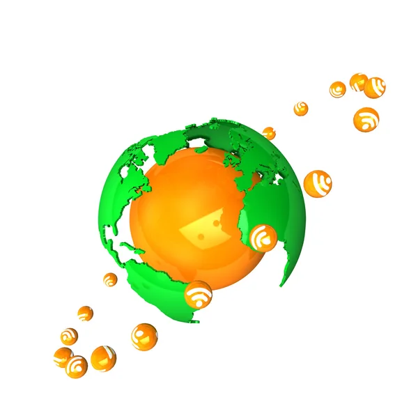 Rss narancssárga globe — Stock Fotó