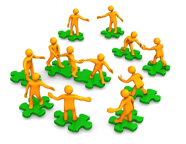 Teamwork Business Company Green Puzzle — Stock Photo, Image