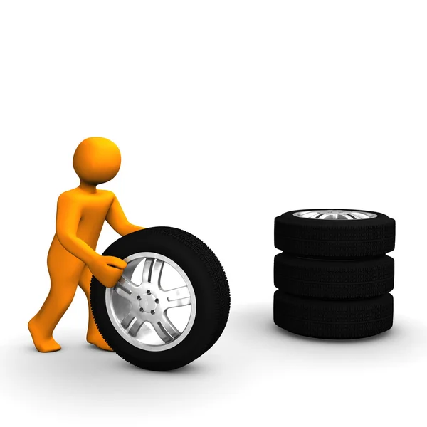Mann mit Reifen — Stockfoto