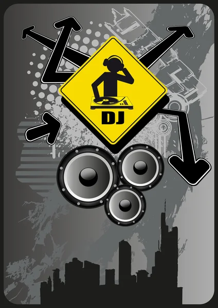 DJ σημάδι grunge στυλ — Διανυσματικό Αρχείο