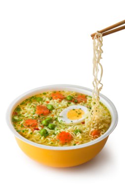 Instant noodles with chopsticks clipart