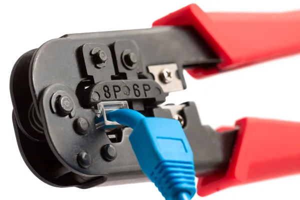 Crimping tool with RJ45 jack — Stock Photo, Image