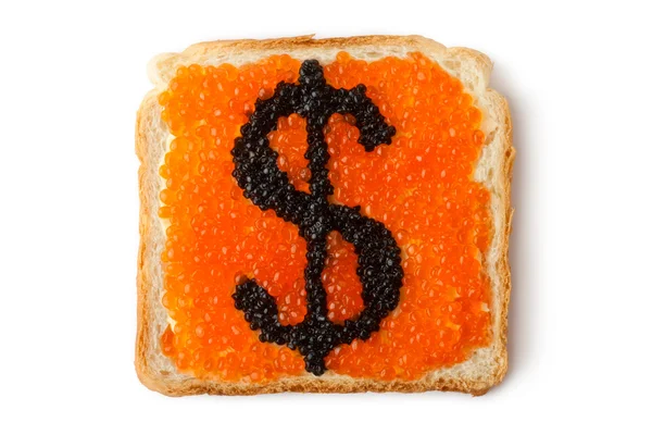 Monetaire dollar sandwich met kaviaar — Stockfoto
