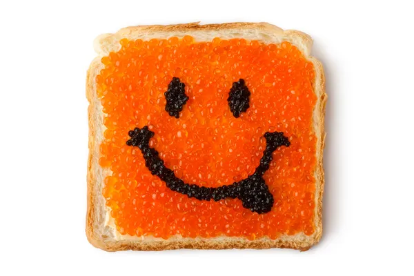 Smiley sandwich with caviar — Stock Photo, Image