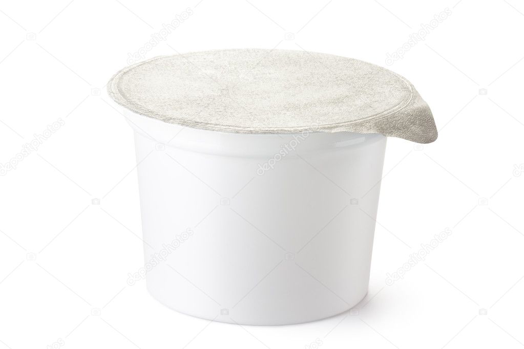 Plastic container for dairy foods with foil lid