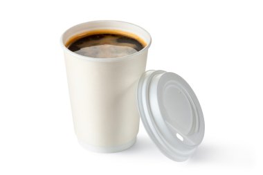 Coffee in opened disposable cup clipart