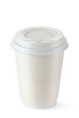 Coffee in disposable cup with plastic lid