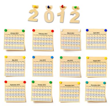 Calendar on set note 2012 clipart