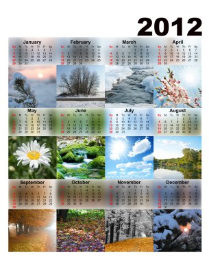 Calendar with photos seasons clipart