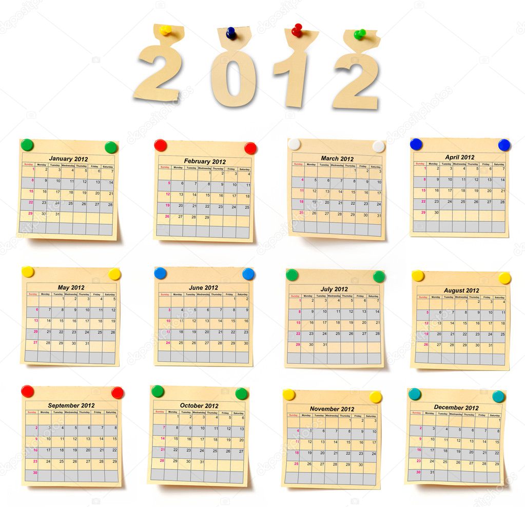 Calendar on set note 2012