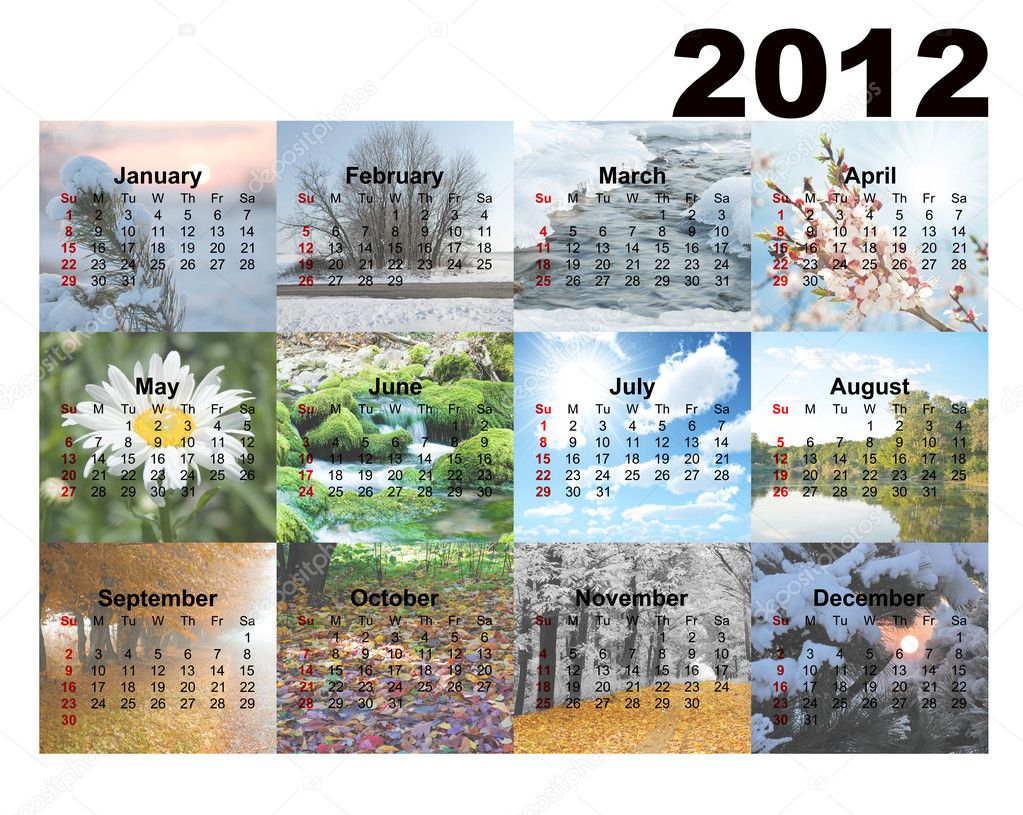 Calendar with photos seasons Stock Photo by ©galdzer 6818340