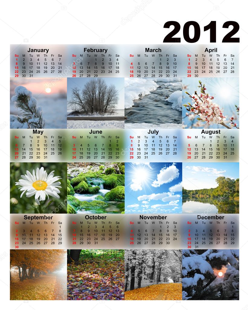 Calendar with photos seasons