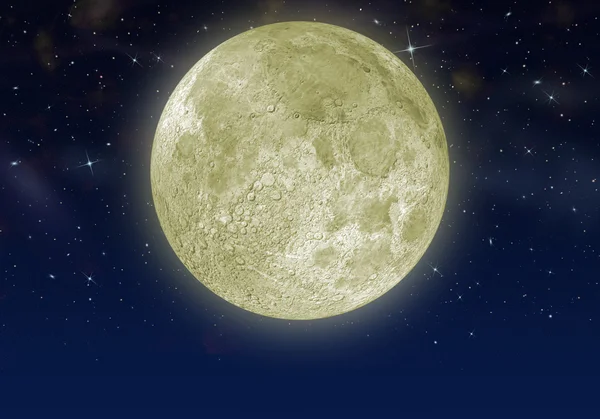 De maan in de sterrenhemel — Stockfoto