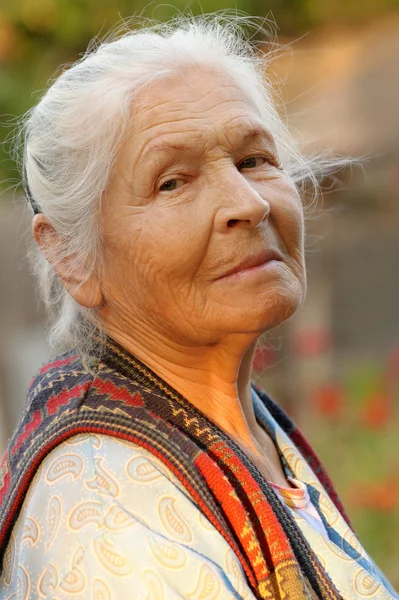 Portrait of the elderly woman — Stock Photo, Image