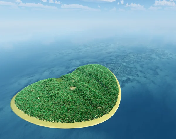 심장의 모양에 있는 섬 — 스톡 사진