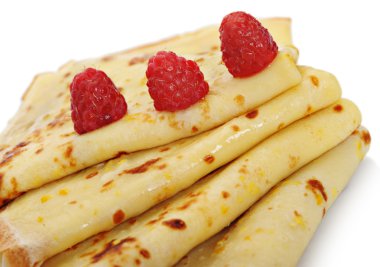 Crepe on a plate with a raspberry