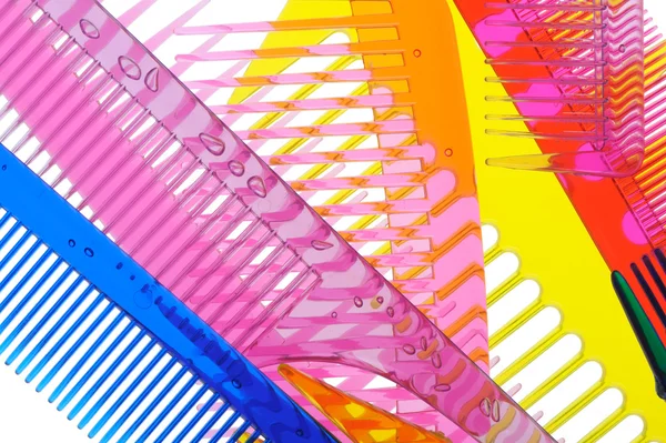 Set multi-coloured transparent combs — 스톡 사진