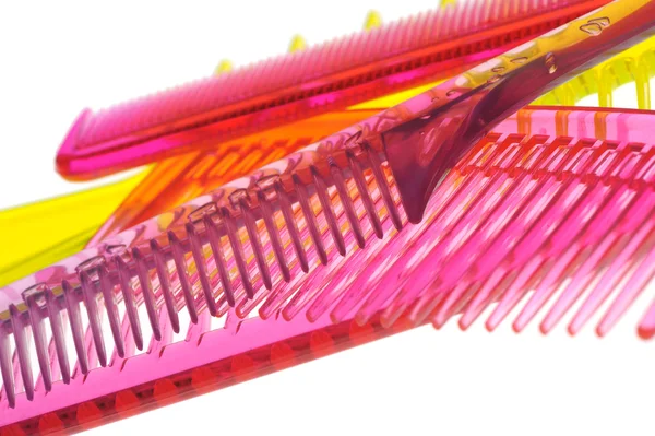 Set multi-coloured transparent combs — Stock Photo, Image