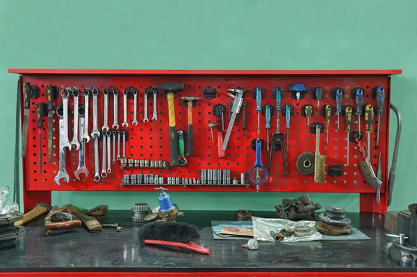 Set of the working tool at the stand — Stock Photo, Image