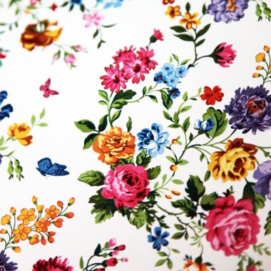 Floral background with different flowers - square clipart