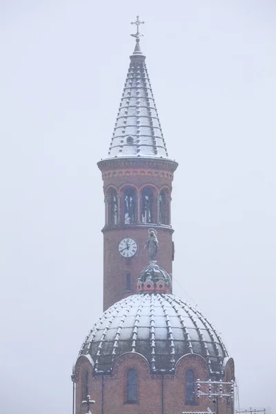 Kirkens kupler dækket med sne . - Stock-foto