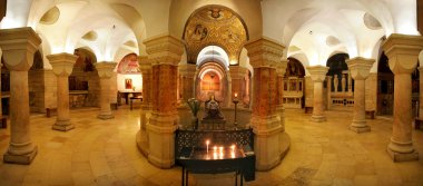 Interior panoramic view of Church of Dormition. clipart