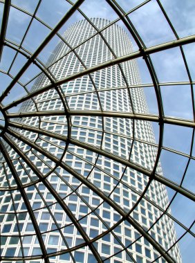 Modern glass roof in Azrieli shopping center . clipart