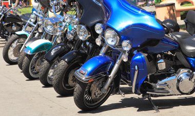 Heavy motorcycles on parking. clipart