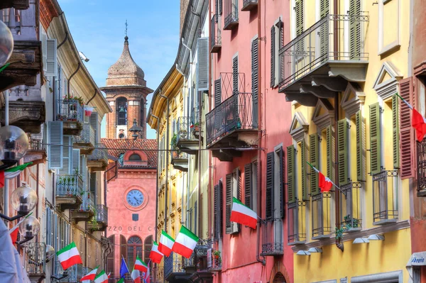 Old historic houses in Alba, Italy. — Stock Photo, Image