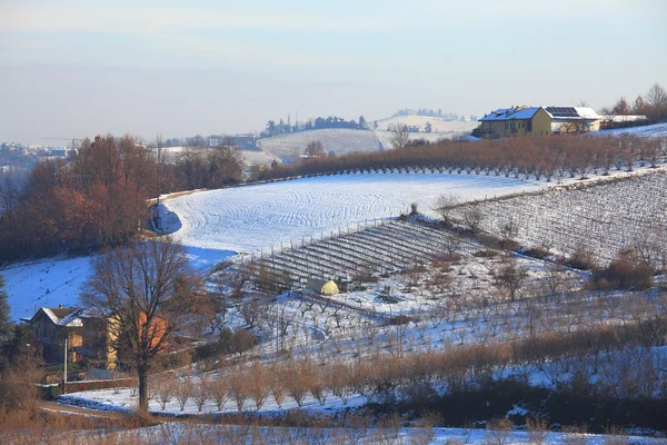 Snöiga kullar i Piemonte. — Stockfoto