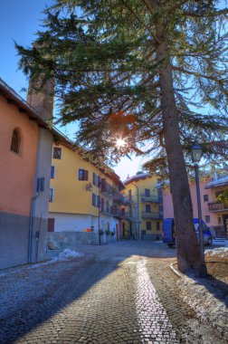 Small street of Limone Piemonte. clipart