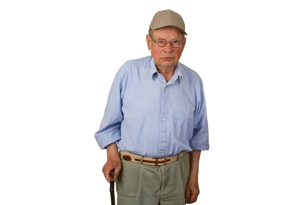 Manlig senior med käpp — Stockfoto
