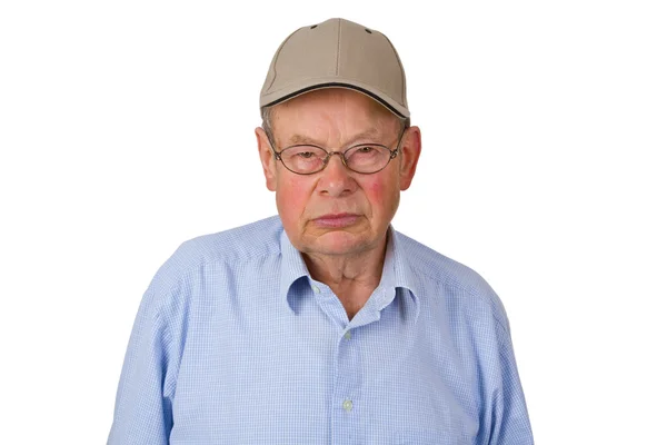 Muž senior s víčkem — Stock fotografie