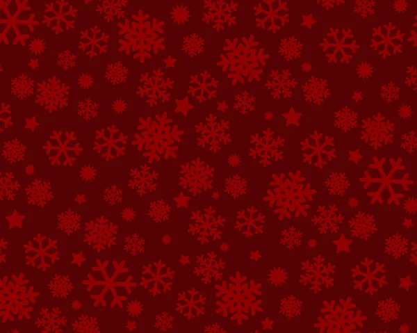 Modèle sans couture rouge avec flocons de neige — Image vectorielle