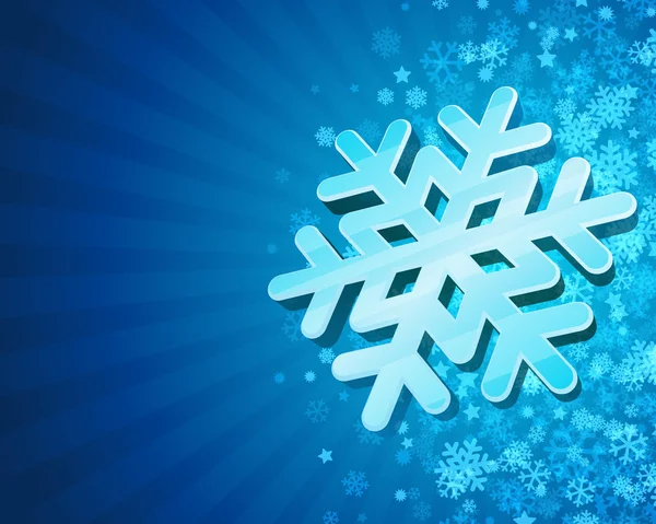 Blå jul bakgrund med 3d snöflinga — Stock vektor