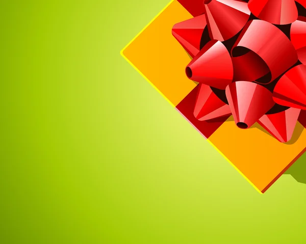 Pohled shora žlutá dárek s červenou stuhu — Stockový vektor