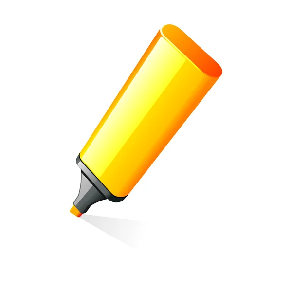 Pluma iluminadora amarilla — Vector de stock