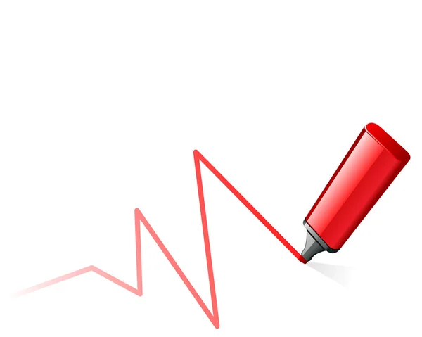 Caneta iluminador vermelho desenhar gráfico — Vetor de Stock