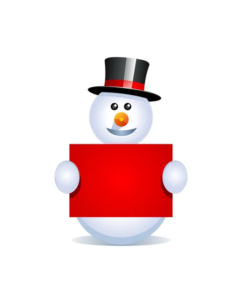 Snowman with banner — Stock Vector