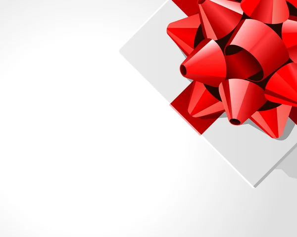 Vista superior de regalo blanco con lazo rojo — Vector de stock