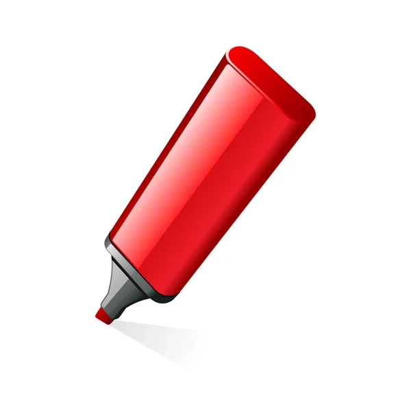 Lápiz iluminador rojo — Vector de stock