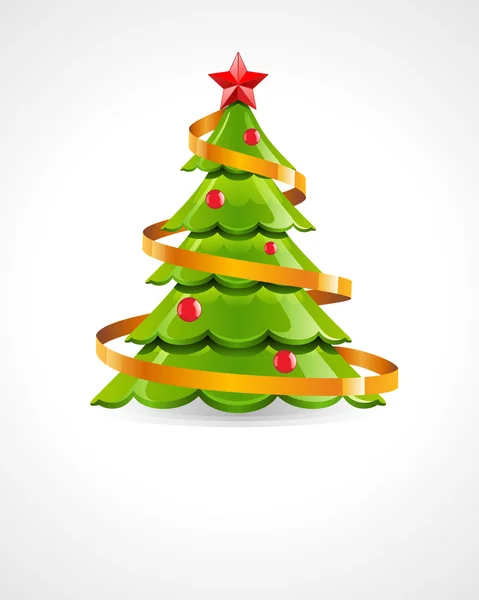 Lesklý vánoční strom s červenou hvězdou — Stockový vektor